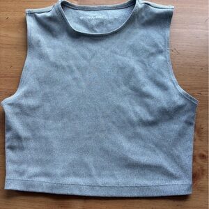 TNA Ribbed Tank Crop Top — Gray